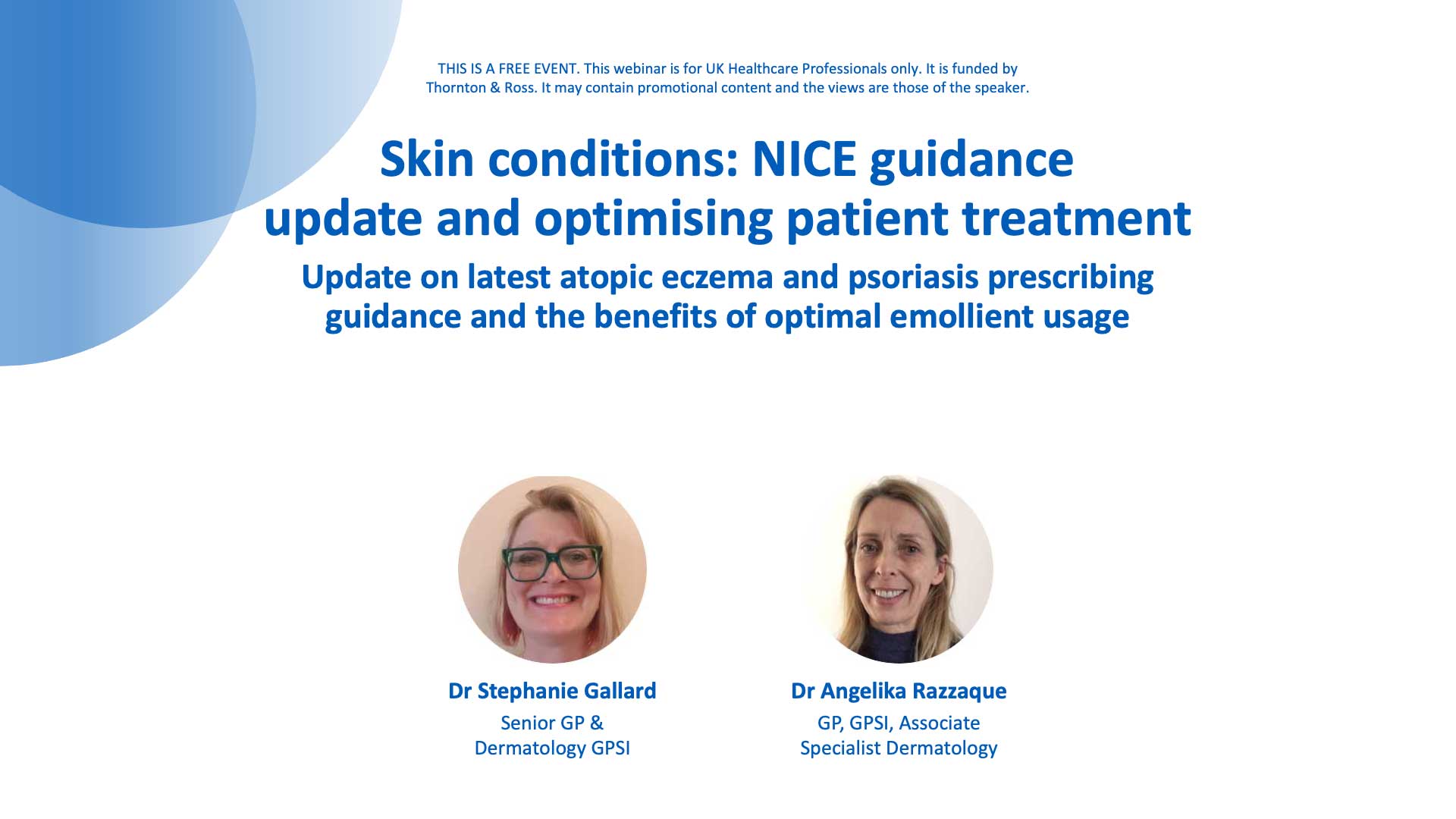 Skin conditions: NICE Guidance update and optimising patient treatment